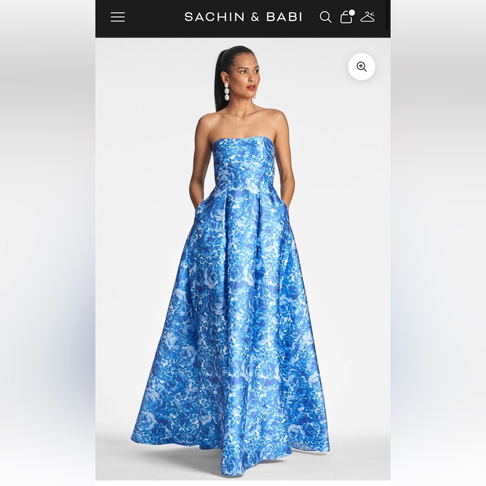 Sachin + Babi Strapless Blue Floral Dress